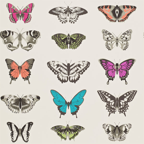 Papilio - Flamingo / Papaya / Olive Wallcovering | Harlequin