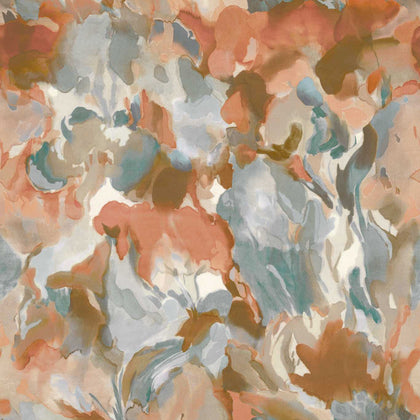 Foresta - Baked Terracotta/Cerulean Wallcovering | Harlequin