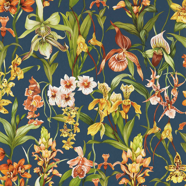 Kalina - Midnight/Baked Terracotta/Nectar Wallcovering | Harlequin