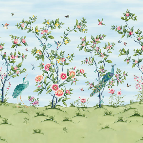 Florence - Sky/Meadow/Blossom Wallcovering | Harlequin