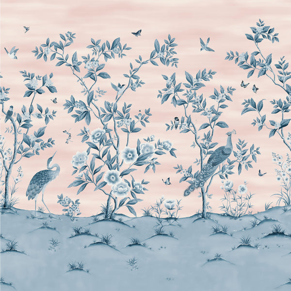 Florence - Powder/ China Blue Wallcovering | Harlequin