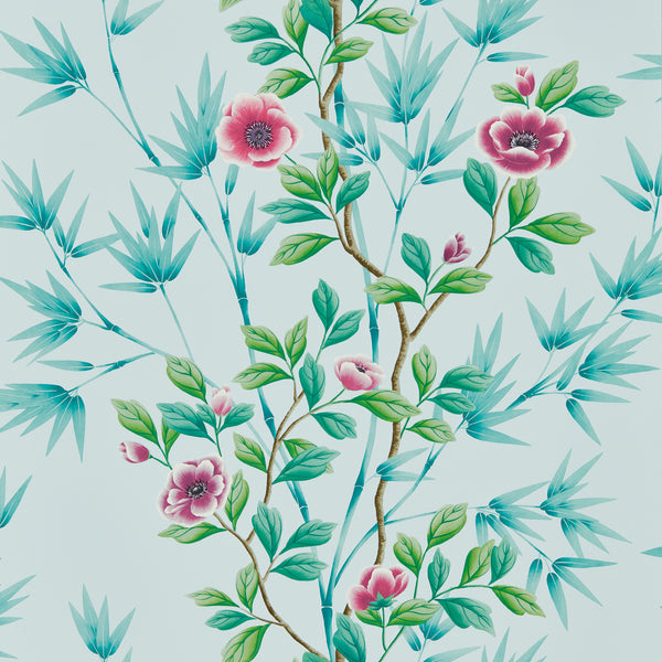 Lady Alford - Sky/Magenta Wallcovering | Harlequin