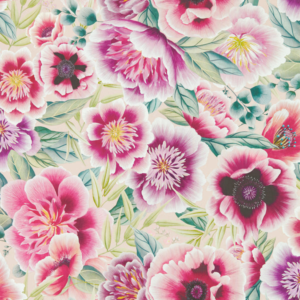 Marsha - Powder/Peony/Magenta Wallcovering | Harlequin