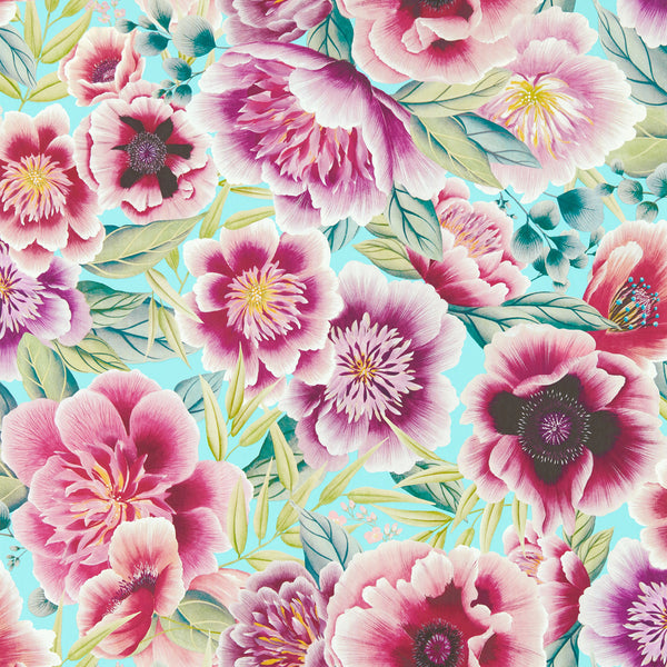 Marsha - Aqua/Peony/Magenta Wallcovering | Harlequin