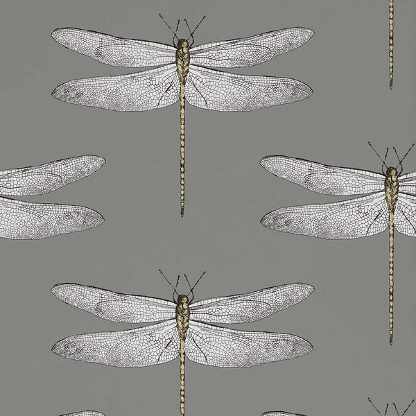 Demoiselle - Firefly Graphite/Almond Wallcovering | Harlequin