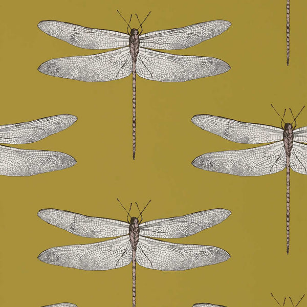 Demoiselle - Firefly Ochre/Grape Wallcovering | Harlequin