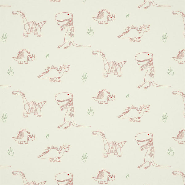 Jolly - Jurassic Strawberry Emerald and Neutral Wallcovering | Harlequin