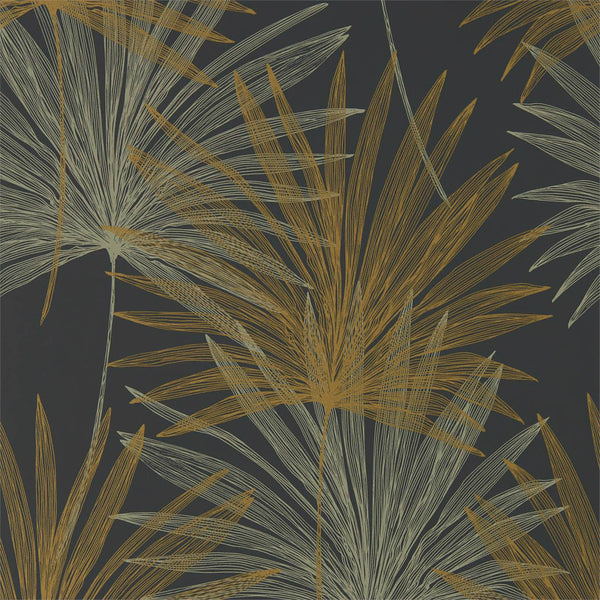 Mitende - Jet/Gold Wallcovering | Harlequin