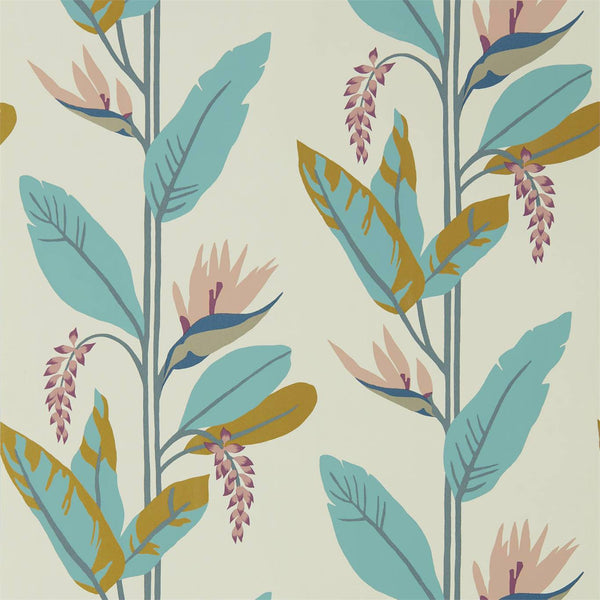Llenya - Blush/Harbour/Gold Wallcovering | Harlequin