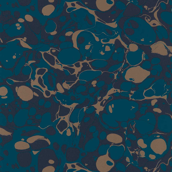 Marble - Azurite/ Copper/Japanese Ink Wallcovering | Harlequin