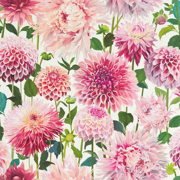 Dahlia - Blossom/Emerald/New Beginnings Wallcovering | Harlequin