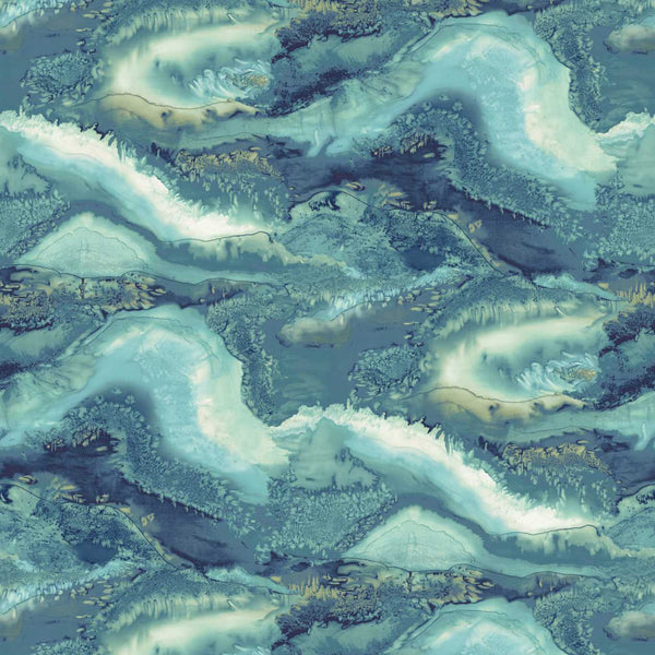 Reflected - Obsidian Azurite Wallcovering | Harlequin
