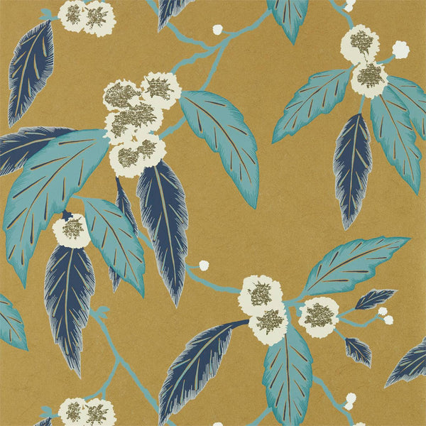 Coppice - Navy/Lagoon/Gold Wallcovering | Harlequin