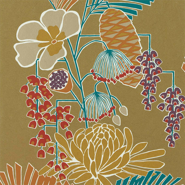 Salon - Gold / Russett / Atlantic Wallcovering | Harlequin