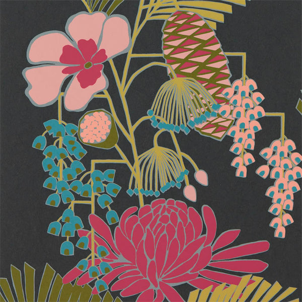 Salon - Ebony/Azalea/Fern Wallcovering | Harlequin