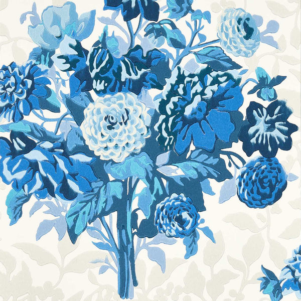 Dahlia Bunch - Lapis Wallcovering | Harlequin