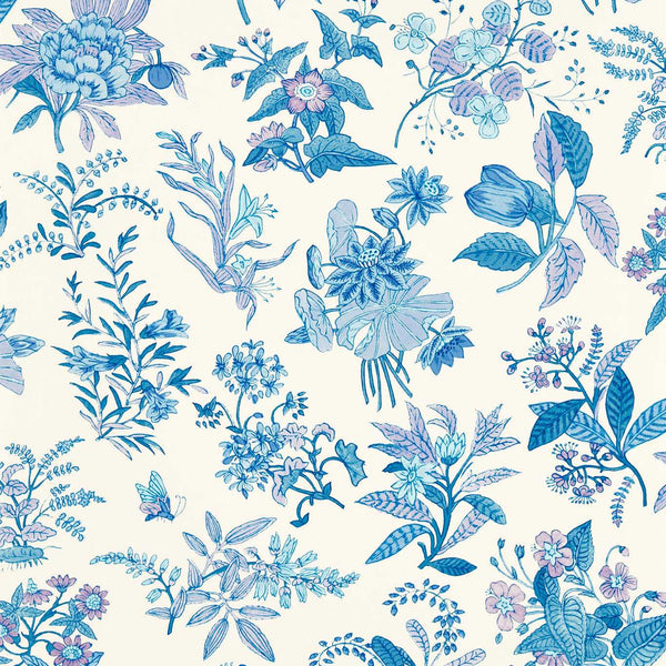 Woodland Floral - Lapis/Amethyst/Pearl Wallcovering | Harlequin