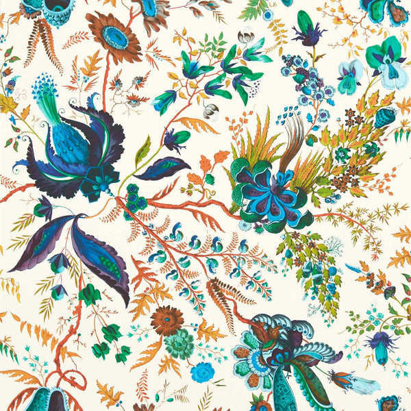 Wonderland Floral - Lapis/Emerald/Carnelian Wallcovering | Harlequin
