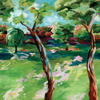 In the Woods - Sky/Emerald/Carnelian Wallcovering | Harlequin