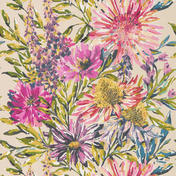 Floreale - Tangerine/Fuchsia Wallcovering | Harlequin