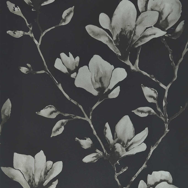 Lotus - Onyx/Silver Wallcovering | Harlequin