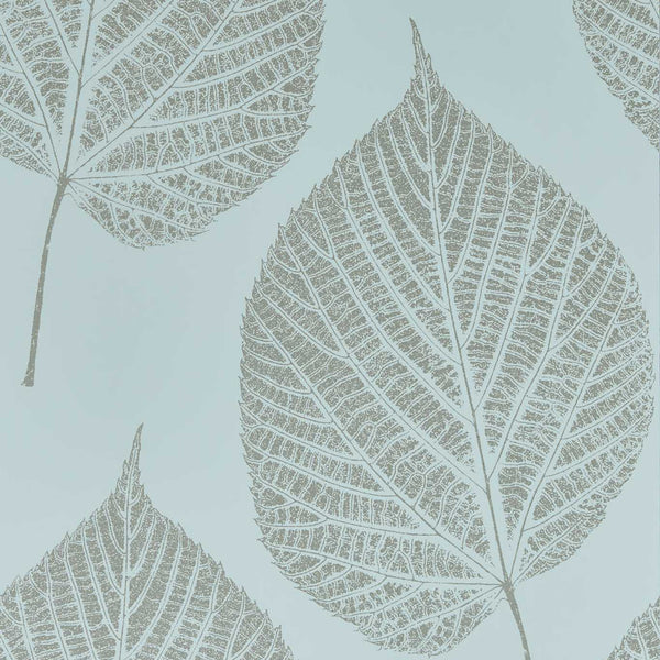 Leaf - Sky/Gilver Wallcovering | Harlequin