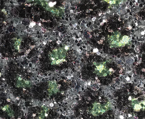 Leopard Glitter - Silver Green | Glitter Walls