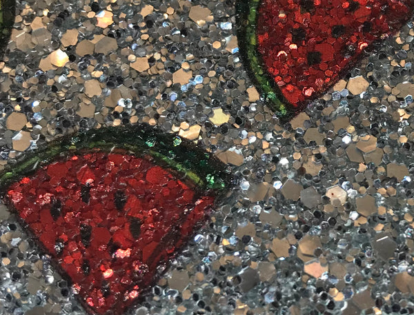 Watermelon Glitter Wallpaper - Red On Silver | Glitter Walls