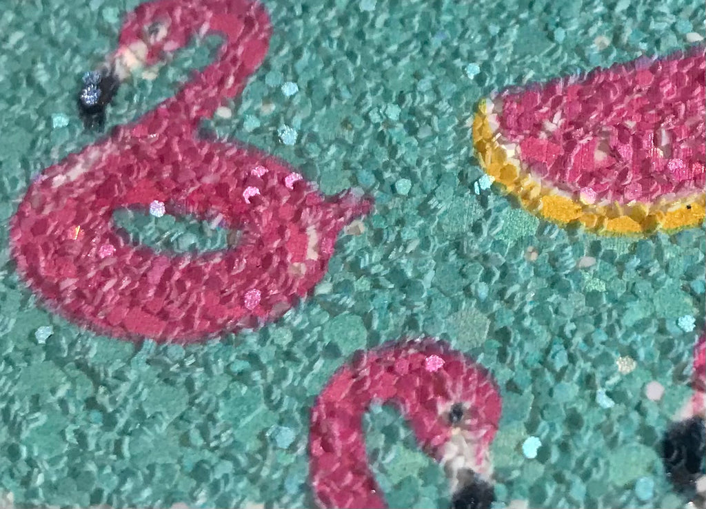Flamingo Glitter Wallpaper - Pink On Teal | Glitter Walls