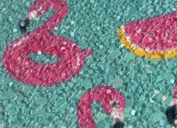 Flamingo Glitter Wallpaper - Pink On Teal | Glitter Walls