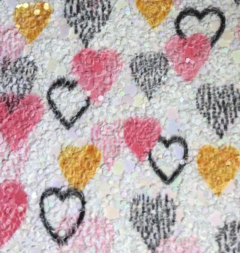 Heart Glitter Wallpaper - Multi On Rainbow | Glitter Walls