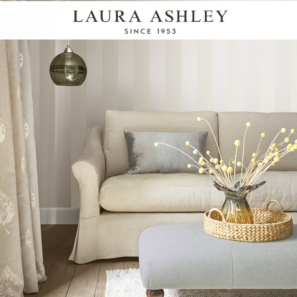 Laura Ashley Lille Pearlescent Stripe White Wallpaper Available Exclusively at Designer Wallpapers