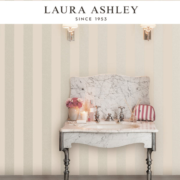 Laura Ashley Lille Pearlescent Stripe Linen Wallcovering