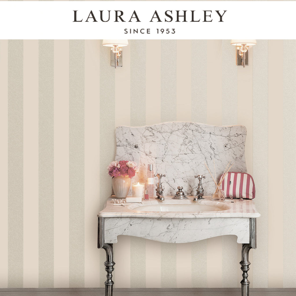 Laura Ashley Lille Pearlescent Stripe Linen Wallpaper Available Exclusively at Designer Wallpapers