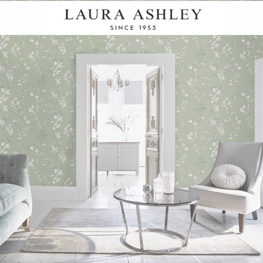 Laura Ashley Elderwood Sage Wallpaper Available Exclusively at Designer Wallcoverings