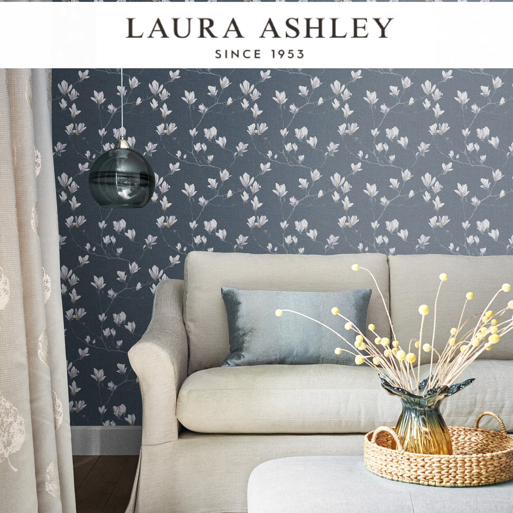Laura Ashley Magnolia Grove Dusky Seaspray Wallpaper Available Exclusively at Designer Wallcoverings