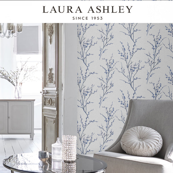 Laura Ashley Pussy Willow Off White and Midnight Wallcovering
