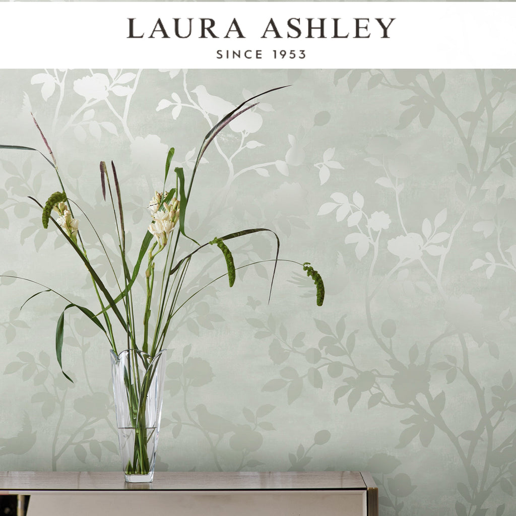 Laura Ashley Eglantine Silhouette Eau de Nil Wallpaper Available Exclusively at Designer Wallcoverings