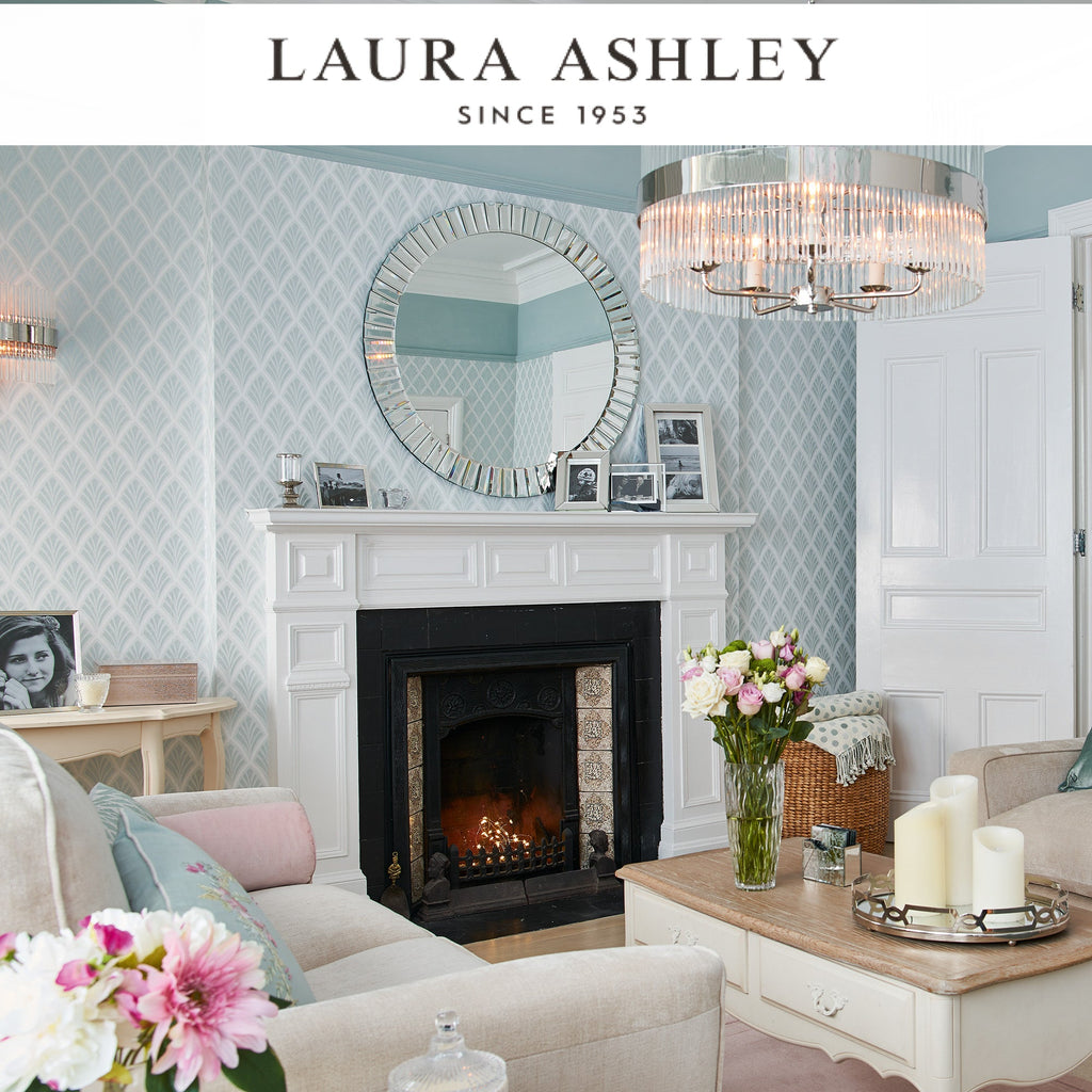 Laura Ashley Florin Duck Egg Wallpaper Available Exclusively at Designer Wallcoverings