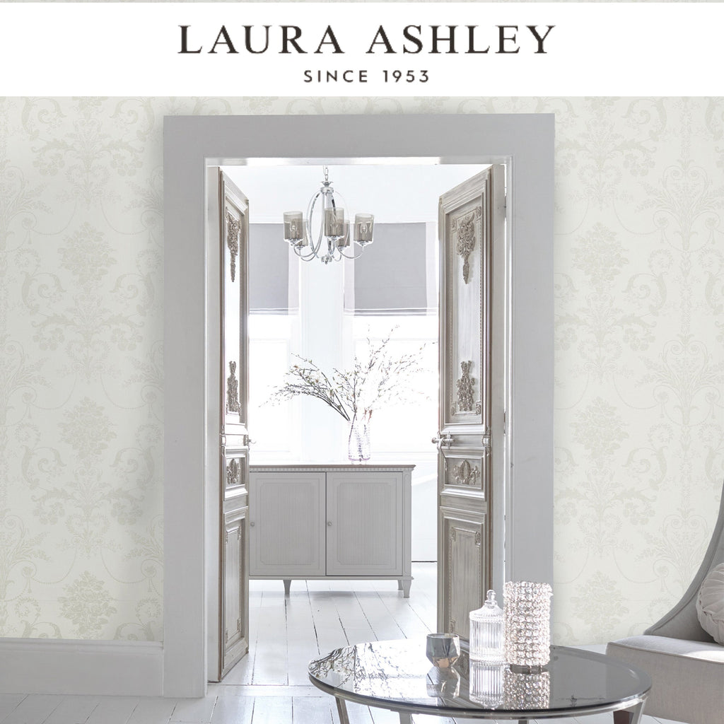 Laura Ashley Josette White Wallpaper Available Exclusively at Designer Wallcoverings