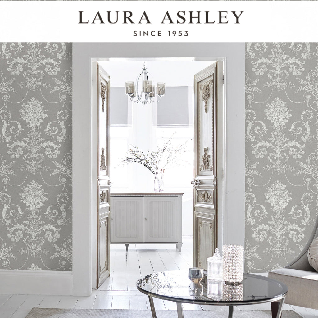 Laura Ashley Josette Steel Wallpaper Available Exclusively at Designer Wallcoverings