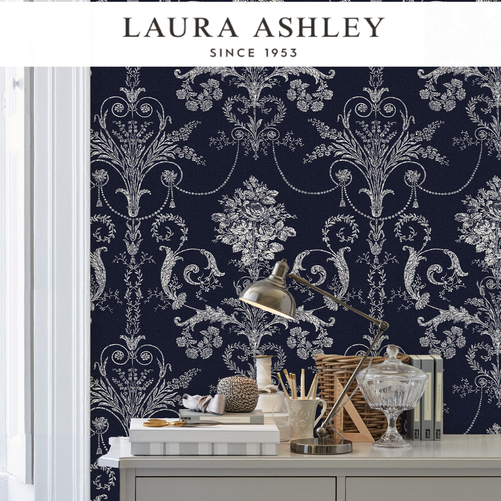 Laura Ashley Josette Midnight Wallpaper Available Exclusively at Designer Wallcoverings