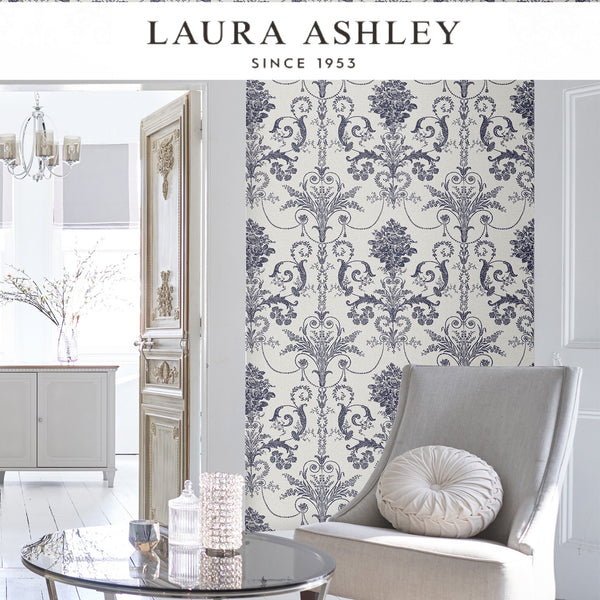 Laura Ashley Josette Off White and Midnight Wallcovering