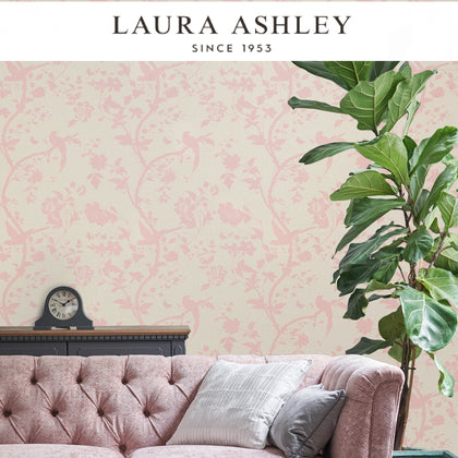 Laura Ashley Oriental Garden Pearlescent Chalk Pink Wallcovering