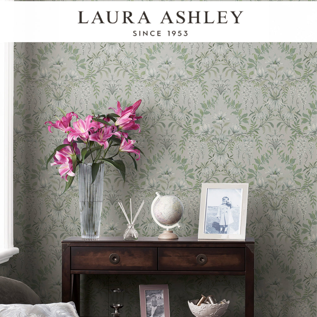 Laura Ashley Parterre Sage Wallpaper Available Exclusively at Designer Wallcoverings