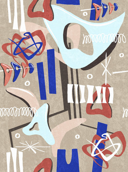 Mescaline - Taupe, Blue, Red, Brown Wallcovering | Mind the Gap