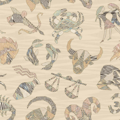 Constellations Embroidery Wallcovering - Cream/Multi