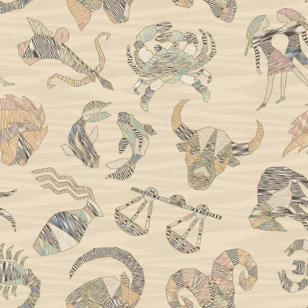 Constellations Embroidery Wallcovering - Cream/Multi
