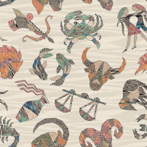 Constellations Embroidery Wallcovering - Grey/Multi