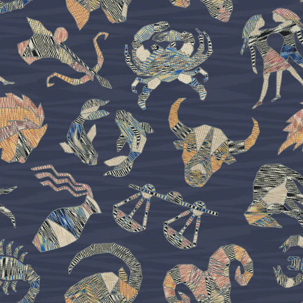 Constellations Embroidery Wallcovering - Blue/Multi